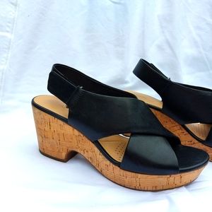 Clarks cork wedge sandals size 8.5 - 9.
